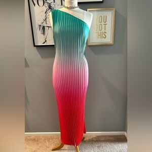 Nicole Miller Vibrant Pleated Maxi Dress